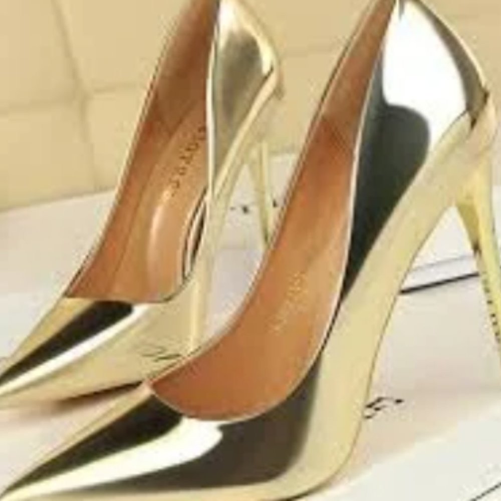 Gold Stiletto Heels